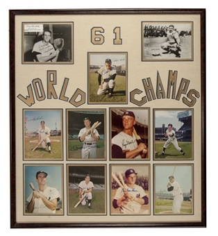 1961 New York Yankees Signed and Framed Collection of Four Jumbo Displays with 35 Signatures including Mantle and Maris      